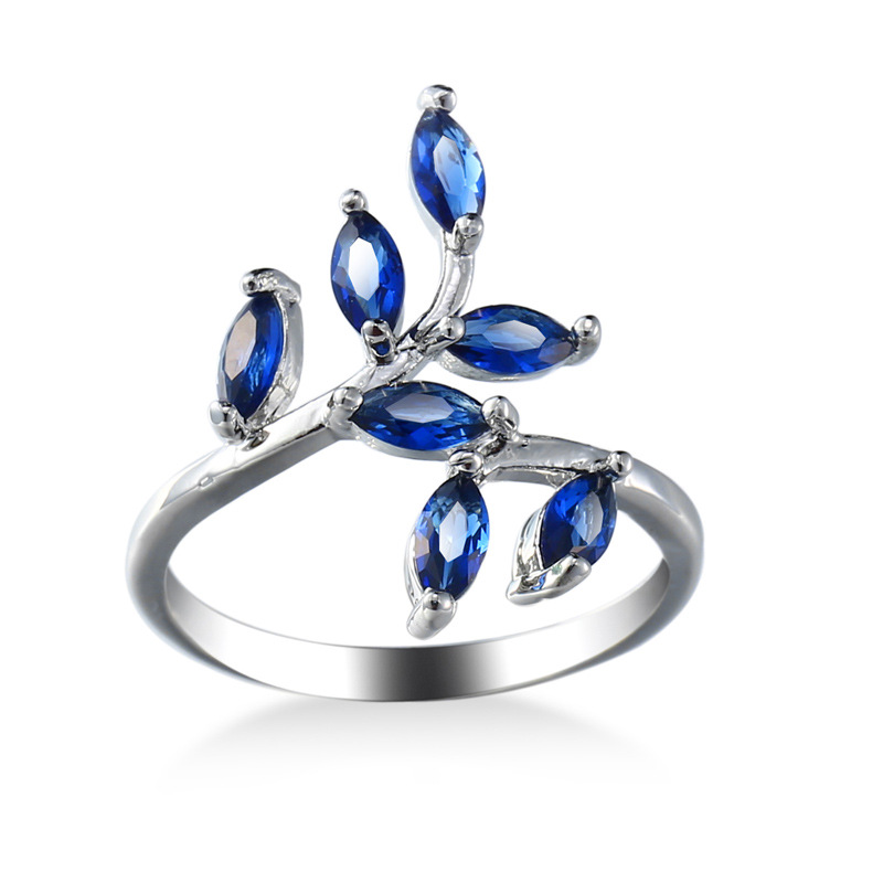Ethnic Fashion Design - Pretty Blue Leaves Design Rings With