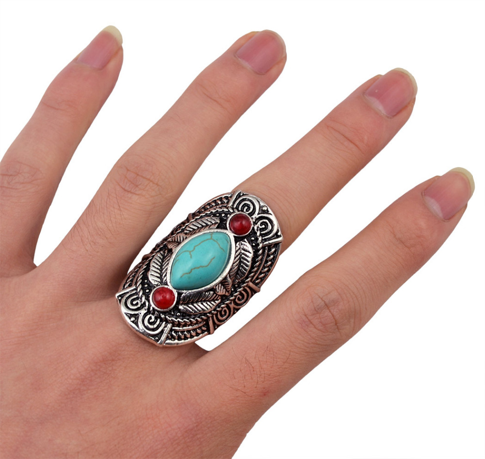 Ethnic Fashion Pakistan - Boho Ethnic Tibet Turquoise Rings For