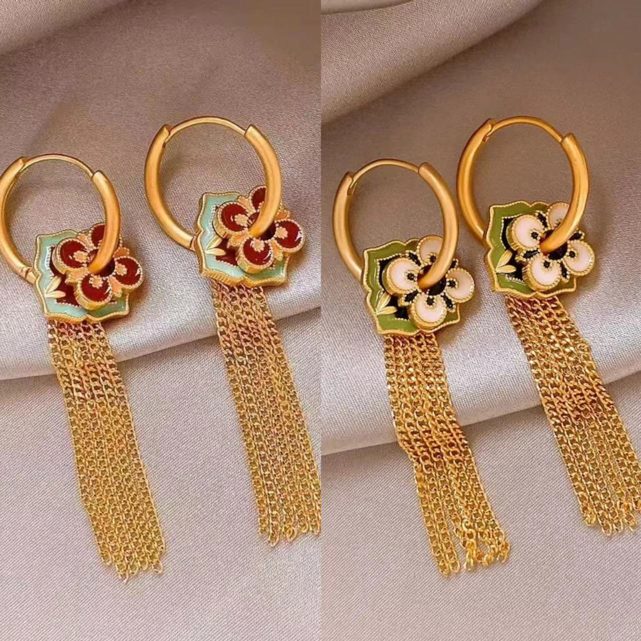 Ethnic Fashion Way - New Chinese Fashion Flower Shape Golden