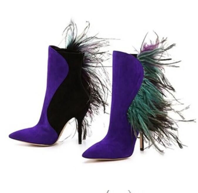 Ethnic Fashion Runway - Runway Fashion Feather Tassel Mid Boots