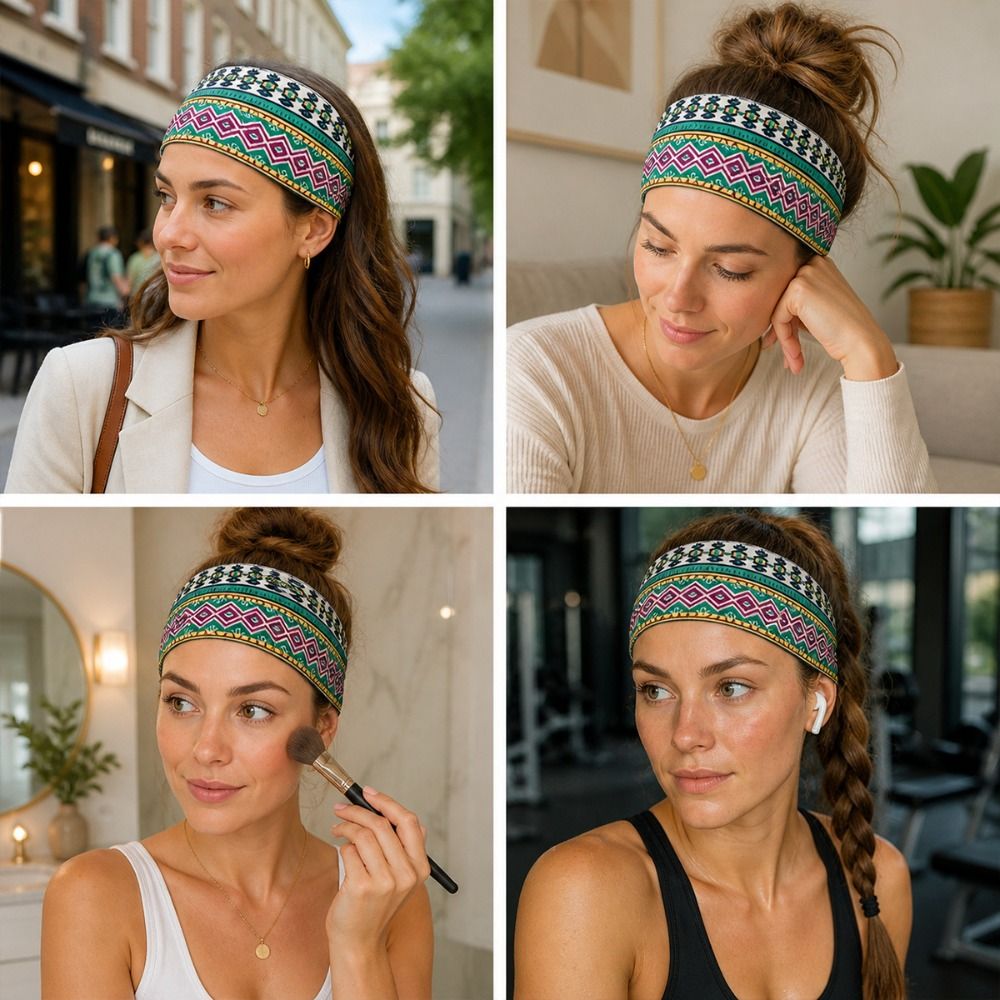 Ethnic Fashion Show - Fashion Ethnic Print Yoga Headband Sweat-absorbent