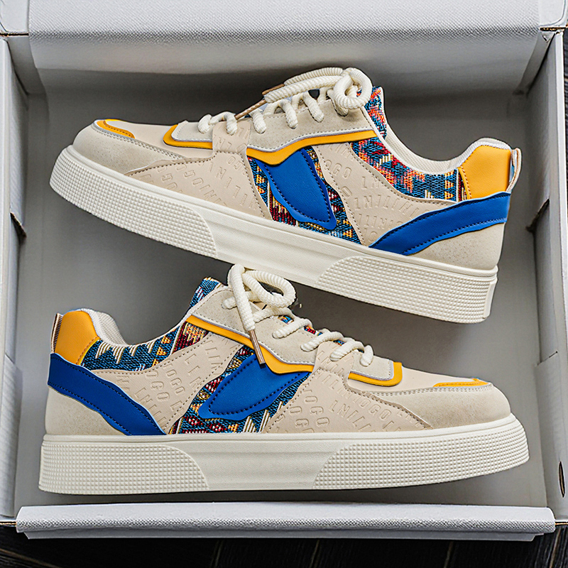 Ethnic Fashion For Men - Men's Vintage Patchwork Platform Sneakers -