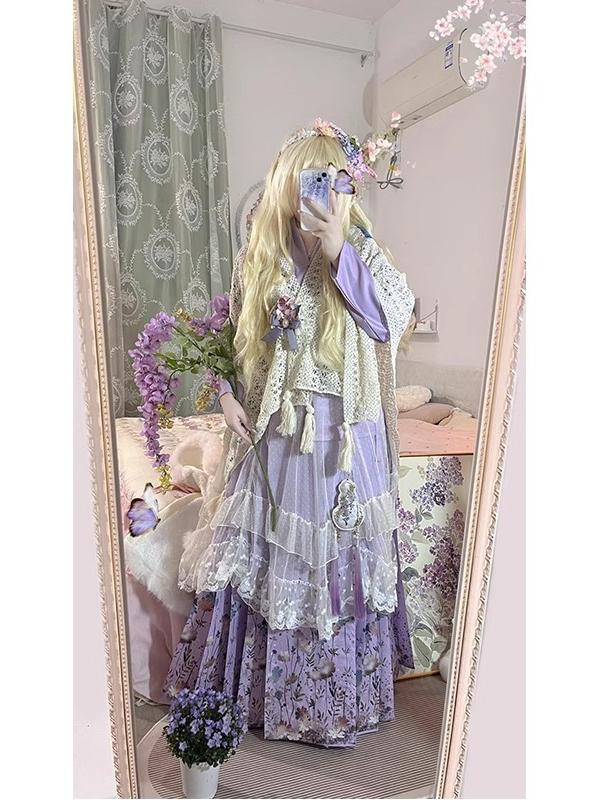 Hanbok Modern Set - Purple Hanbok Set Daily Cute Lolita