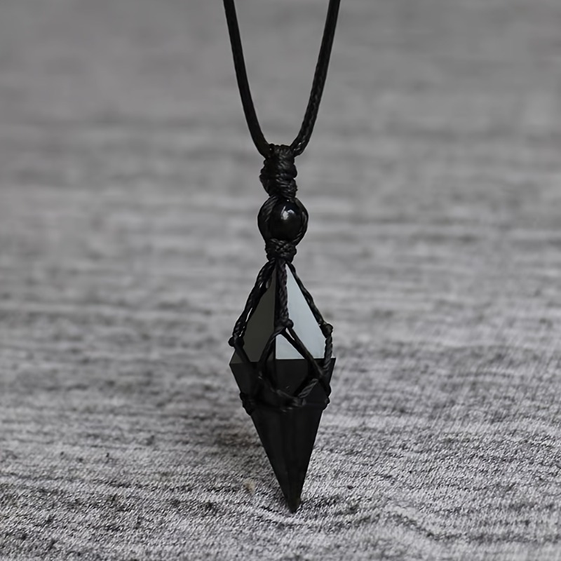 Ethnic Fashion Show - Black Obsidian Arrowhead Crystal Pendant Necklace