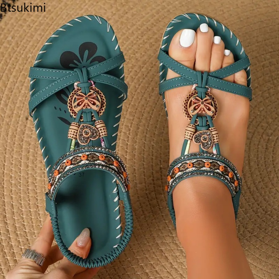 The Ethnic Fashion - Women Bohemian Sandals Outdoor Beach Dress