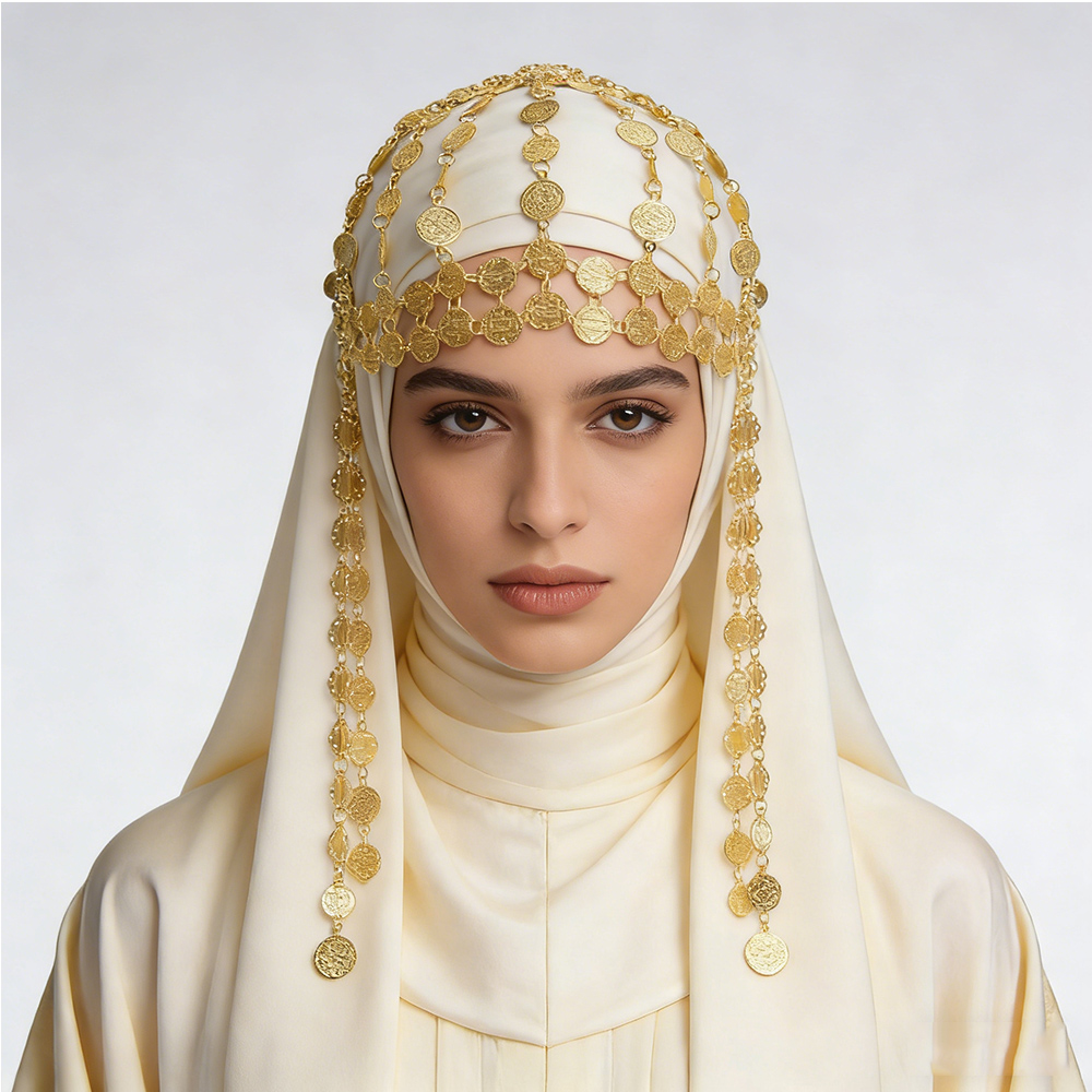 Ethnic Fashion Pakistan - Gold Plated Alloy Coin Beauty Head