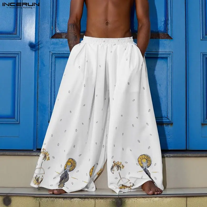 INCERUN Men Wide Leg Pants Pri - Ethnic Fashion For Men review and price