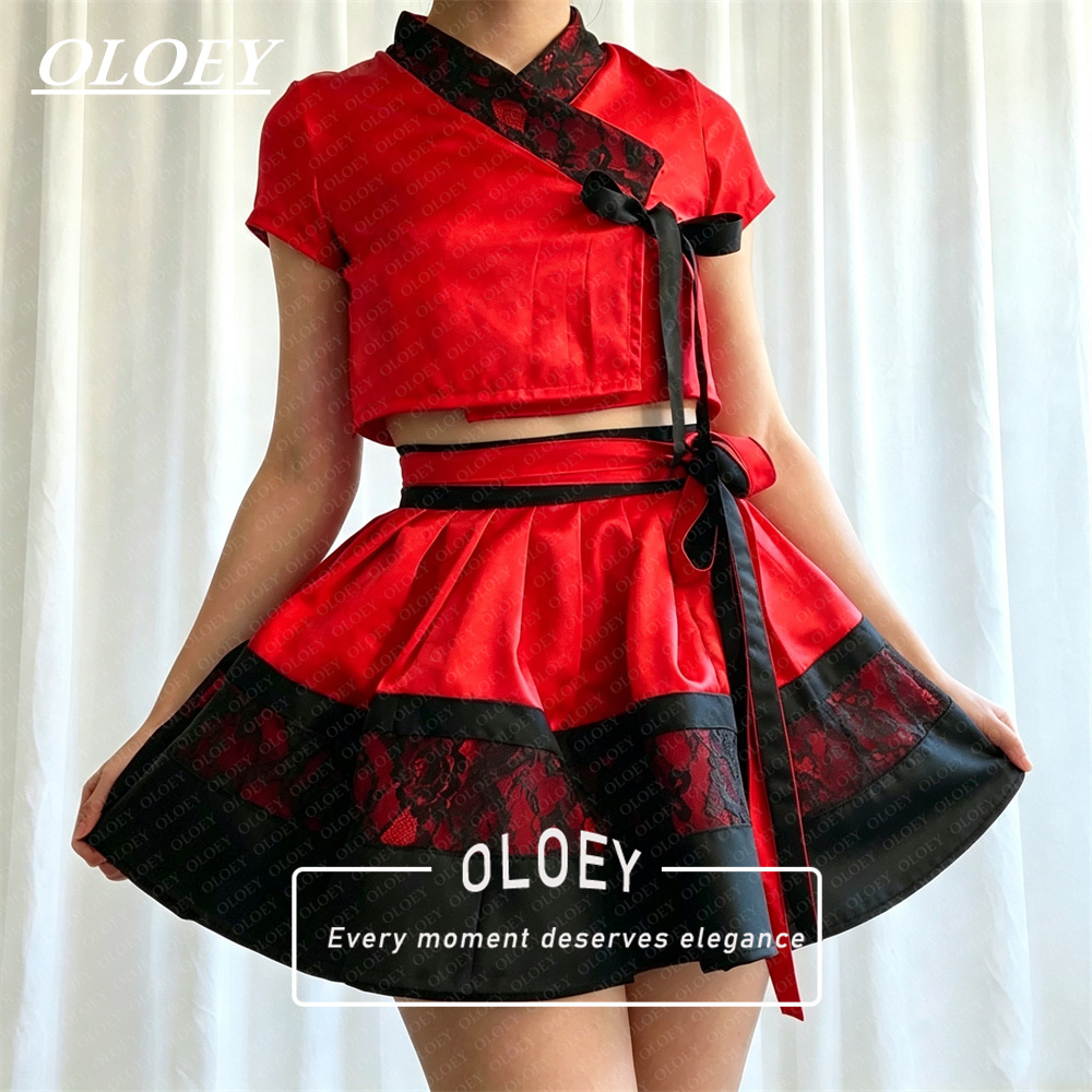 OLOEY Modern Black Red Short C - Hanbok Modern Set review and price