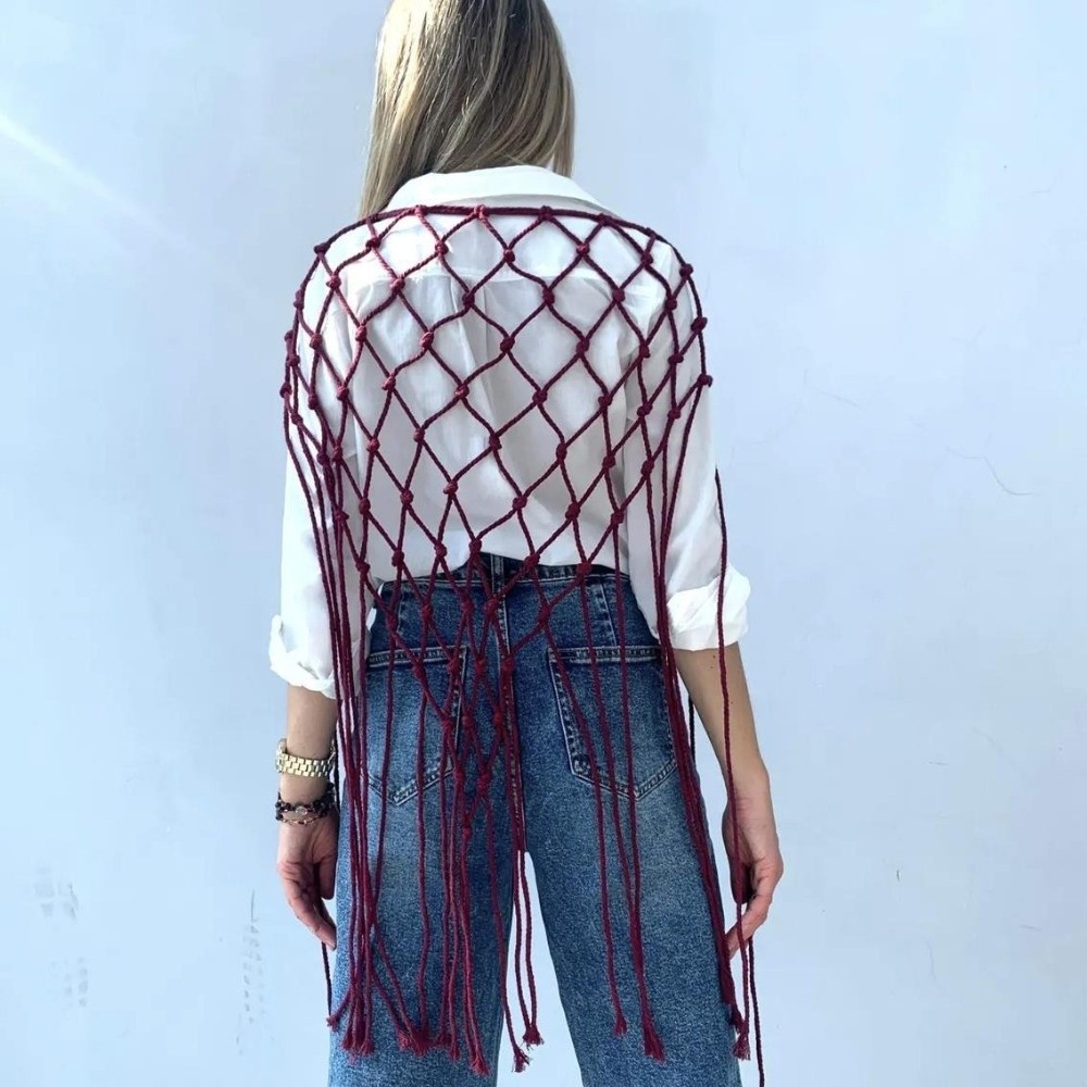 Bohemian Netted Fringe Scarf S - Ethnic Fashion Design review and price